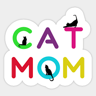 Funny Cat Mom Rainbow Graphic Design Sticker